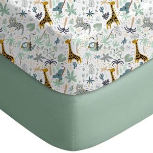 imageYoofoss Baby Crib Sheets for Boys Girls Fitted Crib Sheet 2 Pack for Standard Crib and Toddler Mattress Super Soft Microfiber Baby Sheet 28x52x8inApricotGreenGreen  Giraffe
