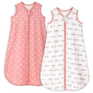 imageYoofoss Baby Sleep Sack 06 Months 05 TOG Baby Wearable Blanket 100 Organic Cotton Infant Toddler Sleeping Sack 2Way Zipper Lightweight Sleep Sack Black Forest10 Togpinkarrow