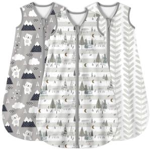 imageYoofoss Baby Sleep Sack 612 Months 05 Tog Wearable Blanket for Baby 3 Pack 100 Organic Cotton Infant Toddler Sleeping Sack 2Way Zipper Lightweight Sleep SackGrizzly Bear