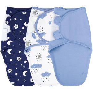 imageYoofoss Baby Swaddles for Newborns 100 Organic Cotton Adjustable Swaddle Sleep Sack 03 Months Newborn Swaddle Sack Breathable SoftSmallDark Blue  White