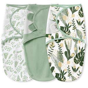 imageYoofoss Baby Swaddles for Newborns 100 Organic Cotton Adjustable Swaddle Sleep Sack 03 Months Newborn Swaddle Sack Breathable SoftSmallGreen Leaf