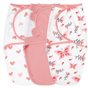 imageYoofoss Baby Swaddles for Newborns 100 Organic Cotton Adjustable Swaddle Sleep Sack 03 Months Newborn Swaddle Sack Breathable SoftSmallPink  Heart  Butterfly