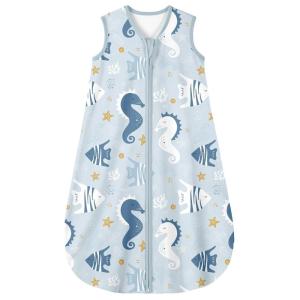 imageYoofoss Baby Wearable Blanket TOG 25 Winter Sleep Sack 1824 Months 100 Organic Cotton Toddler Sleeping Sack with 2Way Zipper Warm Quilted Sleep Sack05 Togseahorsepack of 1