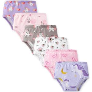 imageYoofoss Girls Underwear 100 Organic Cotton Soft Toddler Kids Underwear Tagfree Comfort Girls Panties 6PackPurple Pink Grey Unicorn
