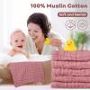 imageYoofoss Muslin Baby Washcloths 100 Organic Cotton Face Towels 6 Pack Wash Cloths for Baby 12x12in Soft and Absorbent Baby Wipes Gradient PinkBean Paste