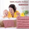imageYoofoss Muslin Baby Washcloths 100 Organic Cotton Face Towels 6 Pack Wash Cloths for Baby 12x12in Soft and Absorbent Baby Wipes Gradient PinkBean Paste