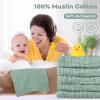 imageYoofoss Muslin Baby Washcloths 100 Organic Cotton Face Towels 6 Pack Wash Cloths for Baby 12x12in Soft and Absorbent Baby Wipes Gradient PinkDark Green