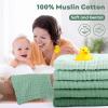 imageYoofoss Muslin Baby Washcloths 100 Organic Cotton Face Towels 6 Pack Wash Cloths for Baby 12x12in Soft and Absorbent Baby Wipes Gradient PinkGradient Green