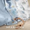 imageYoofoss Organic Muslin Swaddle Blankets Baby Blankets 47 x 47 Inches Receiving Blanket for Baby Boys and Girls Baby Essentials for Newborns Soft BreathableBlue Ocean