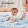 imageYoofoss Organic Muslin Swaddle Blankets Baby Blankets 47 x 47 Inches Receiving Blanket for Baby Boys and Girls Baby Essentials for Newborns Soft BreathableBlue Ocean