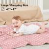 imageYoofoss Organic Muslin Swaddle Blankets Baby Blankets 47 x 47 Inches Receiving Blanket for Baby Boys and Girls Baby Essentials for Newborns Soft BreathablePink  Heart  Arrow