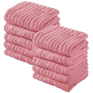 imageYoofoss Muslin Baby Washcloths 100 Organic Cotton Face Towels 6 Pack Wash Cloths for Baby 12x12in Soft and Absorbent Baby Wipes Gradient PinkBean Paste
