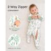 imageYoofoss Baby Pajamas 100 Cotton Baby Sleepers for Newborn 03 36 69 Months Boys Girl Clothes 3pcs Footed PJsGreen Leaf