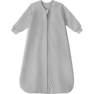 imageYoofoss Baby Sleep Sack 1824 Months 10 Tog Long Sleeve Sleep Sack Organic Cotton Wearable Blanket for Toddlers 2Way Zipper Quilted Sleeping SacksXLargeGrey