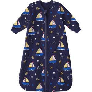 imageYoofoss Baby Sleep Sack 1824 Months 10 Tog Long Sleeve Sleep Sack Organic Cotton Wearable Blanket for Toddlers 2Way Zipper Quilted Sleeping SacksXLargeDark Blue Sailor