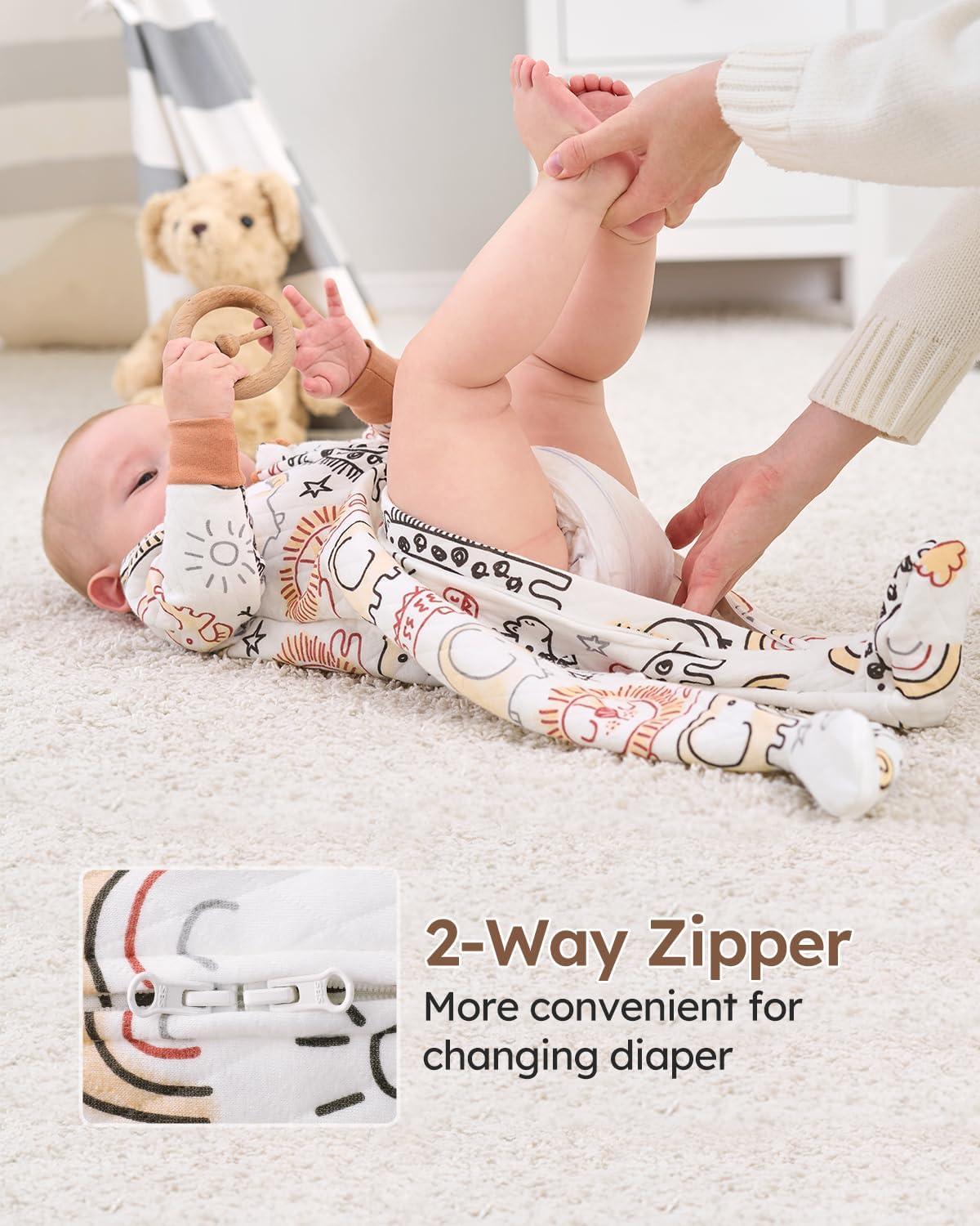 imageYoofoss Baby Pajamas Organic Cotton Baby Sleepers for Newborn 03 36 69 Months Boys Girl Clothes Footed PjsBrown Giraffe