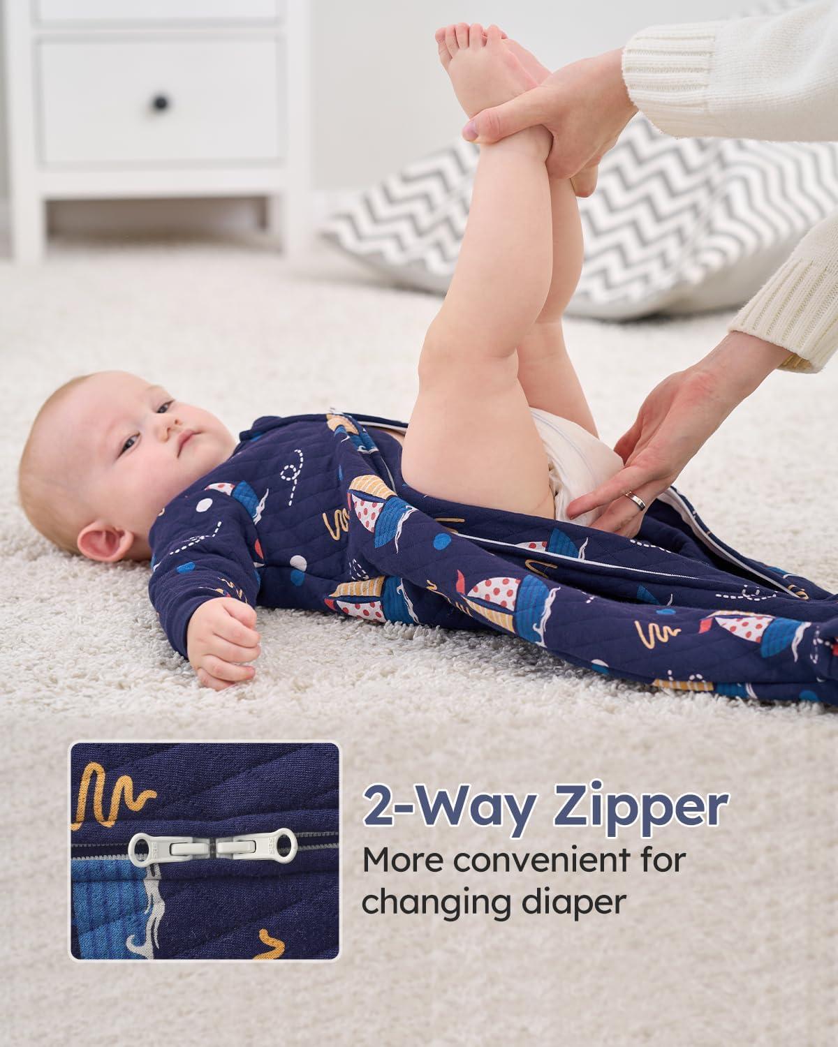 imageYoofoss Baby Pajamas Organic Cotton Baby Sleepers for Newborn 03 36 69 Months Boys Girl Clothes Footed PjsDark Blue Sailor