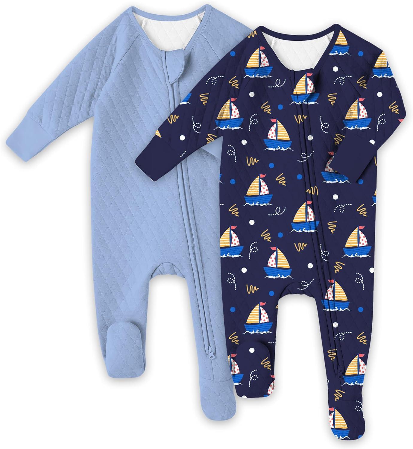 imageYoofoss Baby Pajamas Organic Cotton Baby Sleepers for Newborn 03 36 69 Months Boys Girl Clothes Footed PjsDark Blue Sailor