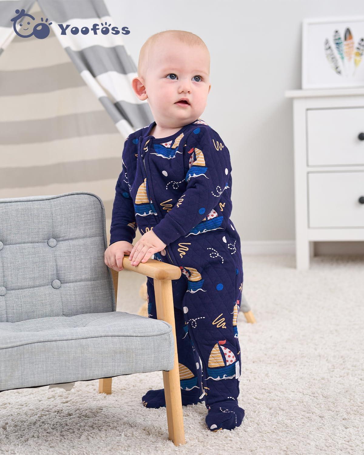 imageYoofoss Baby Pajamas Organic Cotton Baby Sleepers for Newborn 03 36 69 Months Boys Girl Clothes Footed PjsDark Blue Sailor