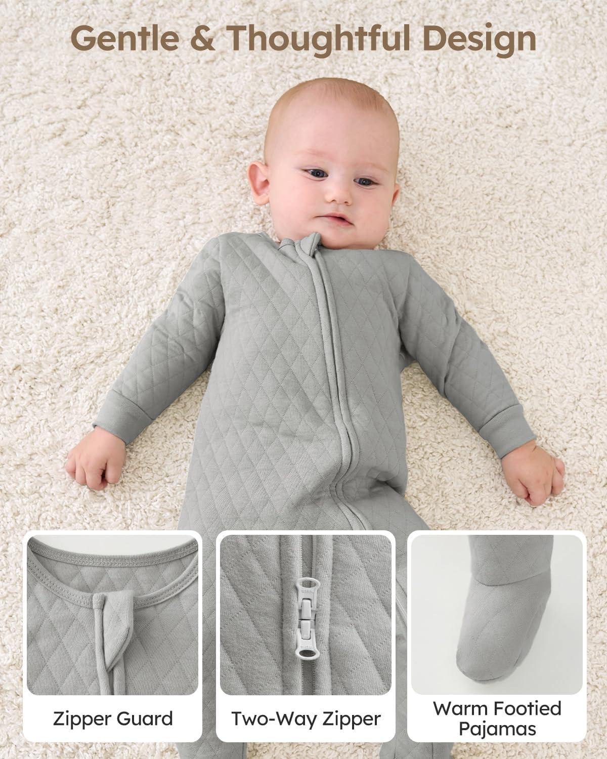 imageYoofoss Baby Pajamas Organic Cotton Baby Sleepers for Newborn 03 36 69 Months Boys Girl Clothes Footed PjsGreycoffee Dinosaur