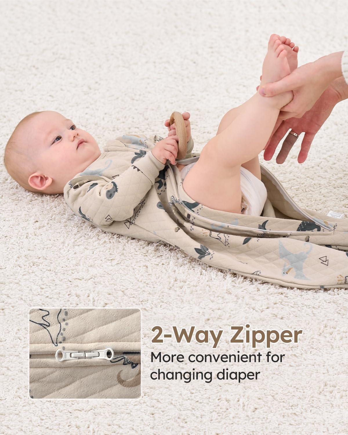 imageYoofoss Baby Pajamas Organic Cotton Baby Sleepers for Newborn 03 36 69 Months Boys Girl Clothes Footed PjsGreycoffee Dinosaur