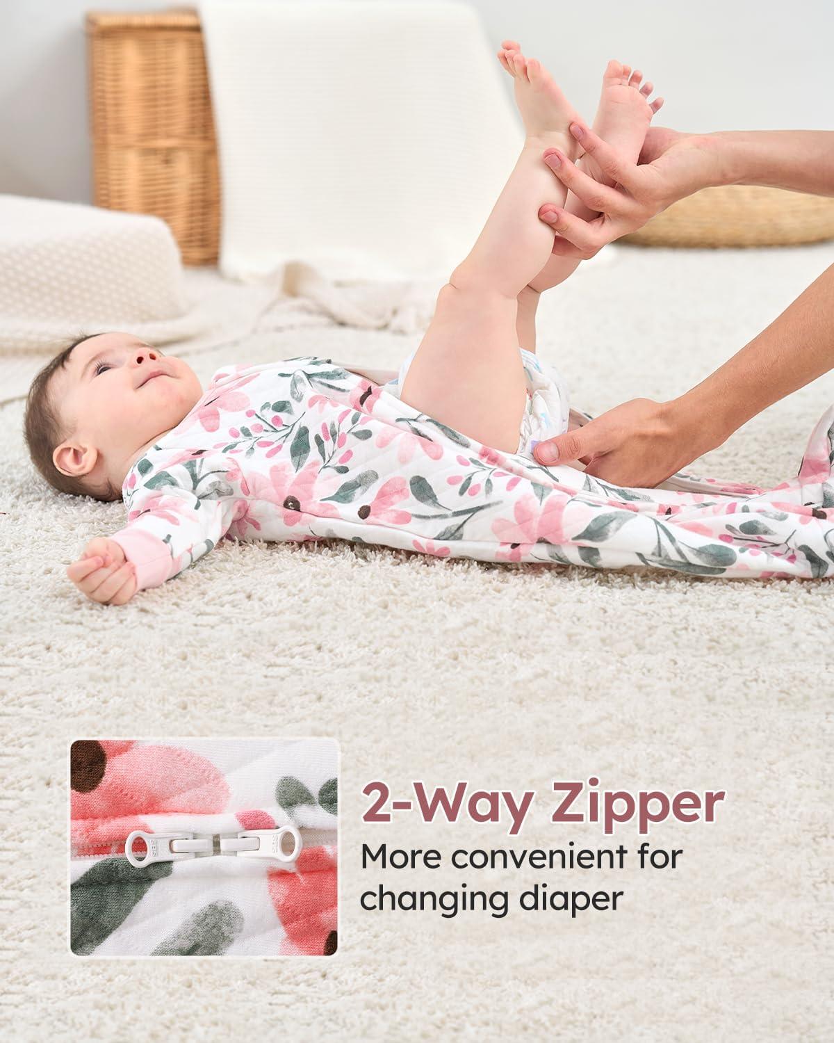 imageYoofoss Baby Pajamas Organic Cotton Baby Sleepers for Newborn 03 36 69 Months Boys Girl Clothes Footed PjsPink Flowers