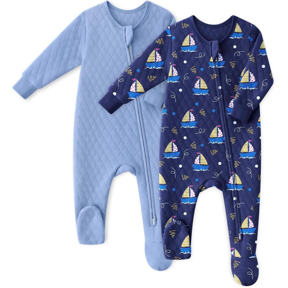 imageYoofoss Baby Pajamas Organic Cotton Baby Sleepers for Newborn 03 36 69 Months Boys Girl Clothes Footed PjsDark Blue Sailor