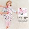 imageYoofoss Toddler Sleep Sack With Feet 1224 Months 100 Organic Cotton Baby Sleep Sack with Legs Toddler Wearable Blanket with 2Way ZipperPink Flowers