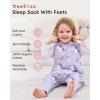 imageYoofoss Toddler Sleep Sack With Feet 1224 Months 100 Organic Cotton Baby Sleep Sack with Legs Toddler Wearable Blanket with 2Way ZipperPurple Unicorn Pink Butterfly