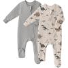 imageYoofoss Baby Pajamas Organic Cotton Baby Sleepers for Newborn 03 36 69 Months Boys Girl Clothes Footed PjsGreycoffee Dinosaur