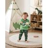 imageYoofoss Toddler Pajamas 100 Organic Cotton 4 Piece Long Sleeve Winter Pajama Set Kids Pajamas Boys Girls Snug Fit Pjs SetGreen Black Dinosaur