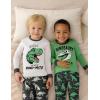 imageYoofoss Toddler Pajamas 100 Organic Cotton 4 Piece Long Sleeve Winter Pajama Set Kids Pajamas Boys Girls Snug Fit Pjs SetGreen Black Dinosaur