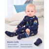 imageYoofoss Baby Pajamas Organic Cotton Newborn Sleepers for 03 Months Boys Girls Clothes Footed PJs Footies Pajamas Soft WarmDark Blue Sailor