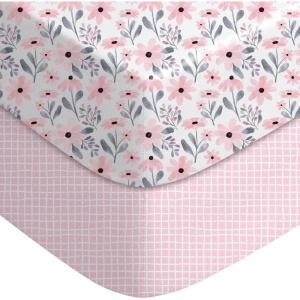 imageYoofoss Pack and Play Sheets Girl 2 Pack 38x26 Mini Crib Sheets Fitted for Baby Compatible with Graco Pack n Play MattressUltra Soft Breathable Microfiber Pink FloralPink Floral