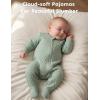 imageYoofoss Baby Pajamas Organic Cotton Baby Winter Clothes Warm Newborn Sleepers for 03 36 69 Months Quilted Footed PjsBananagreen Leaf