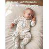 imageYoofoss Baby Pajamas Organic Cotton Baby Winter Clothes Warm Newborn Sleepers for 03 36 69 Months Quilted Footed PjsBrown Giraffe
