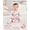 imageYoofoss Baby Pajamas Organic Cotton Baby Winter Clothes Warm Newborn Sleepers for 03 36 69 Months Quilted Footed PjsPink Flowers