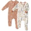 imageYoofoss Baby Pajamas Organic Cotton Baby Winter Clothes Warm Newborn Sleepers for 03 36 69 Months Quilted Footed PjsBrown Giraffe