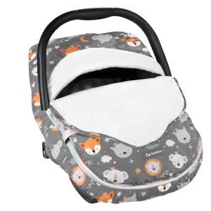 imageYoofoss Baby Car Seat Cover Winter Carseat Canopies Cover to Protect Baby from Cold Wind Super Warm Plush Fleece Baby Carrier Cover for Infant Boys Girls BlackFox