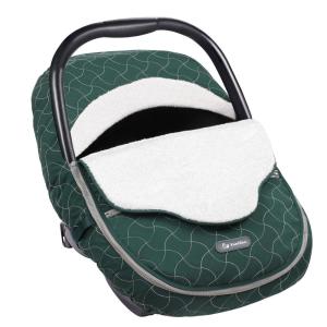 imageYoofoss Baby Car Seat Cover Winter Carseat Canopies Cover to Protect Baby from Cold Wind Super Warm Plush Fleece Baby Carrier Cover for Infant Boys Girls BlackDark Green