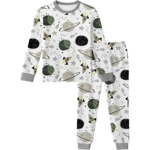 imageYoofoss Toddler Pajamas 100 Organic Cotton Girls Boys Pajamas for Kids Fall Winter Snug Fit Long Sleeves Pjs SetLongwhitegreen Planet