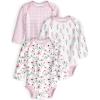 imageYoofoss Baby Bodysuits 100 Organic Cotton Baby Onesie Long Sleeve Baby Boys Girls Clothes Soft Newborn Infant Romper 3 PackPink Flower