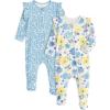 imageYoofoss Baby Sleepers Baby Girl Clothes 100 Cotton Pajamas for Newborn 03 36 69 Months Sleep and Play PjsBlue Flower