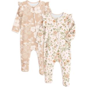 imageYoofoss Baby Sleepers Baby Girl Clothes 100 Cotton Pajamas for Newborn 03 36 69 Months Sleep and Play PjsBrown Flower