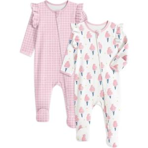 imageYoofoss Baby Sleepers Baby Girl Clothes 100 Cotton Pajamas for Newborn 03 36 69 Months Sleep and Play PjsPink Ice Cream