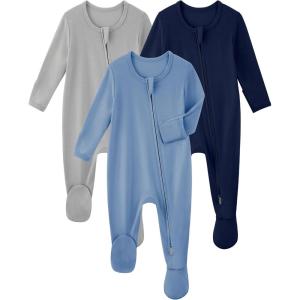 imageYoofoss Rayon Made From Bamboo Baby Pajamas 3pcs Newborn Sleepers For Boy Girl Clothes 03 36 69 Months Footed PjsBluegreynavy