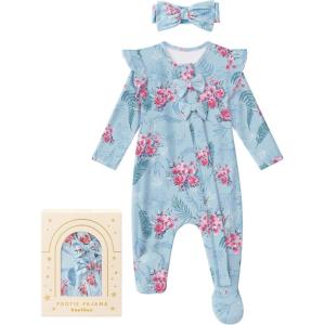 imageYoofoss Baby Pajamas Rayon Made From Bamboo Sleepers Baby Girl Clothes Newborn 03 36 69 Months Footed Pjs SoftBlue Roses