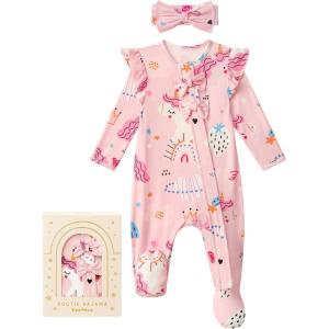 imageYoofoss Baby Pajamas Rayon Made From Bamboo Sleepers Baby Girl Clothes Newborn 03 36 69 Months Footed Pjs SoftPink Unicorn