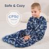 image:imageYoofoss Baby Sleep Sack 612 Months Long Sleeve Sleep Sack 15 Tog Fleece Baby Wearable Blanket with 2Way Zipper Soft Warm15 Togdark Blue Dinosaur
