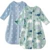 image:imageYoofoss Baby Sleep Sack 612 Months Long Sleeve Sleep Sack 15 Tog Fleece Baby Wearable Blanket with 2Way Zipper Soft Warm15 Togblue Green Elephant